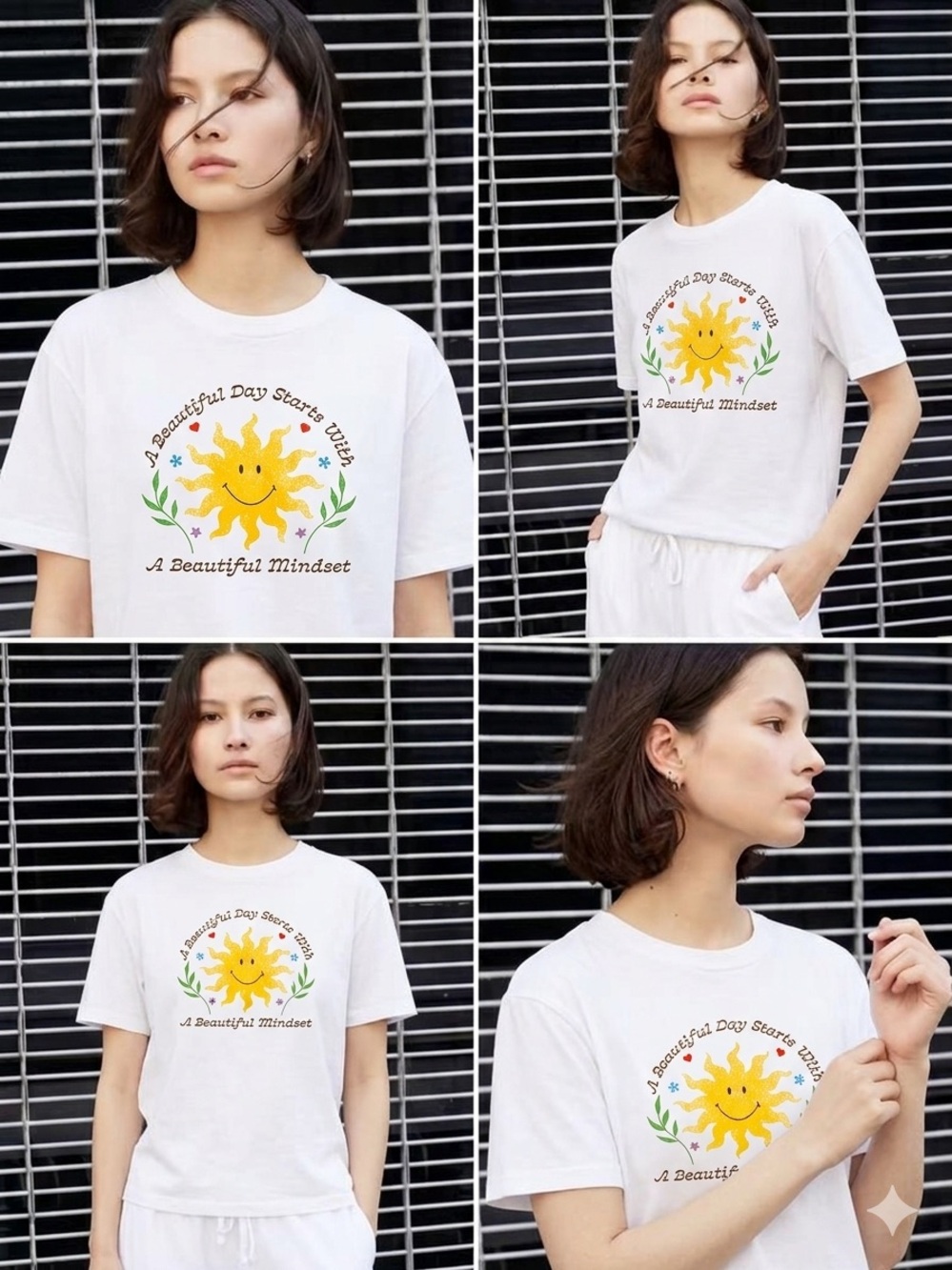 Smiley White Kids Short-Sleeve Tee with Yellow Sun Graphic